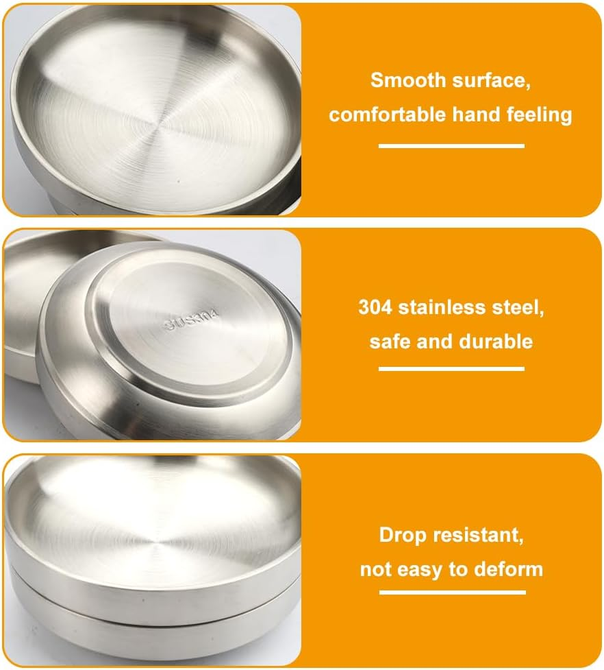 Pack of 2 Flat Stainless Steel Cat Bowls, Stainless Steel Cat Bowls, Stainless Steel Cat Bowls, Metal 304, Flat Cat Bowls, Drop-Proof, Easy to Clean, for Kittens, Small Dogs image number 2