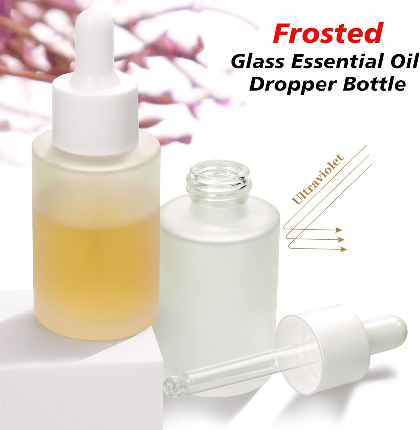 Matifaner 1 Oz Glass Dropper Bottle, 30Ml Frosted Essential Oil Bottles, Clear with Glass Eye Dropper for Tincture (20 Pcs) - Clear Frosted image number 2