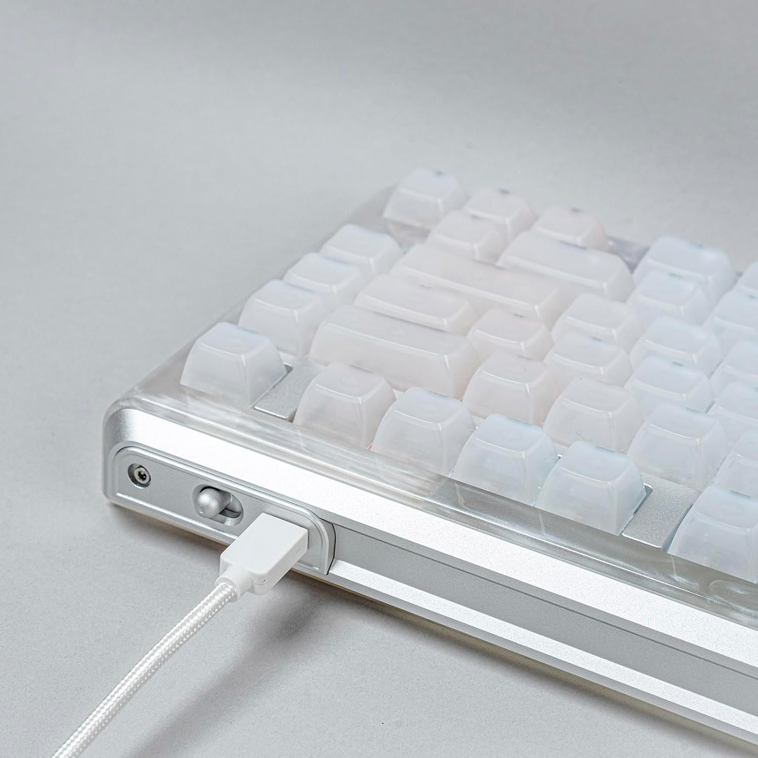 Kiiboom Jade75 75% CNC+UV Resin Molding Mechanical Keyboard with RGB Backlits, Bt5.0/Usb-C/2.4Ghz Wireless Gaming Keyboard, QMK&VIA Programmable, Hot-Swappable for Windows/Mac/Linux (White) image number 2