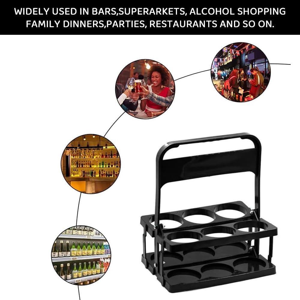 Folding Wine & Drink Carrier with Handle &ndash; Portable 6 Bottle Holder, Collapsible Rack for Beer, Wine, Coffee & Beverages &ndash; Reusable Drink Caddy for Picnic, BBQ, Catering & Kitchen Storage image number 4