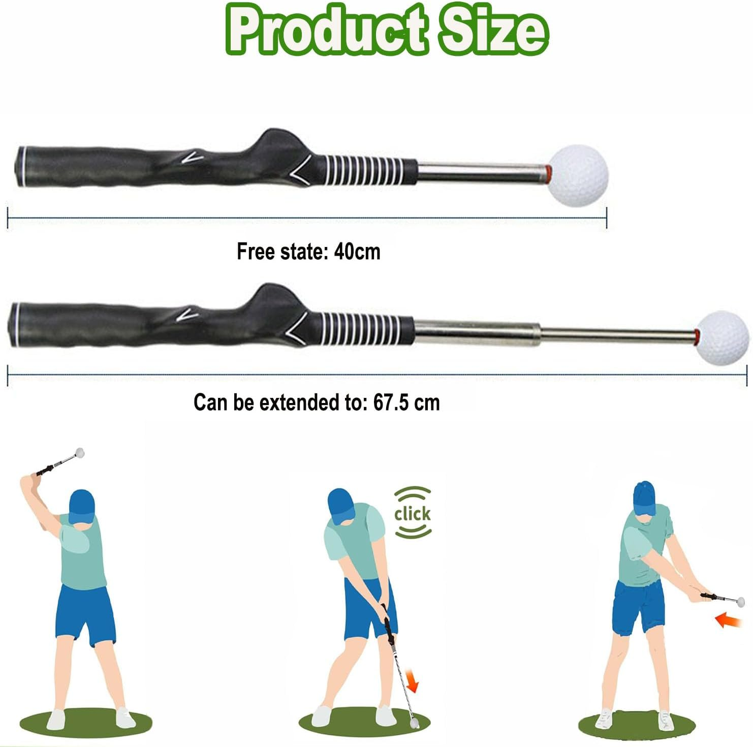 BEANPRECOY Retractable Golf Swing Trainer Aid Adjustable Golf Grip & Swing Practice Tool for Men & Women, Right-Handed Golf Club for Indoor/Outdoor Warm-Up & Training image number 5
