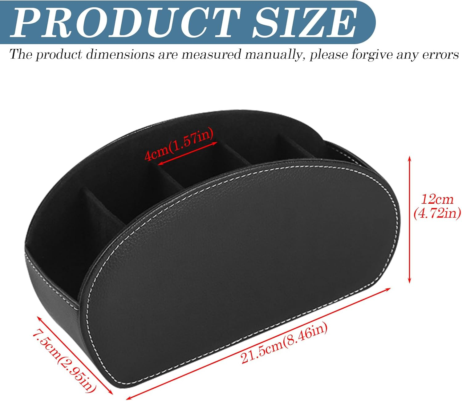 WIYETY Remote Control Holder with 5 Pockets: Remote Control Storage, Desk Organiser, for Remote Controls, Notebooks, Stationery, Pens, Mobile Phone - Black image number 4