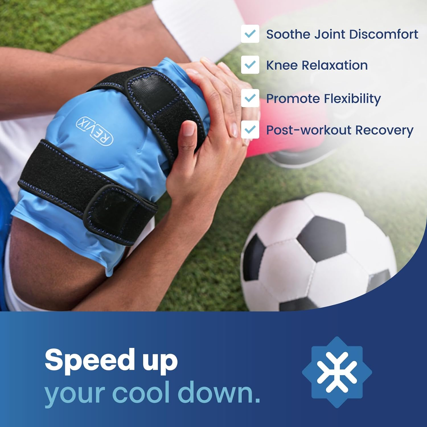 REVIX Ice Wraps for Knee Discomfort, Gel Ice Packs Reusable with Cold Compression, Knee Cold Pack to Relax Sore Muscles and Joints, Plush Cover and Hands-Free Application, a Set of Two image number 4