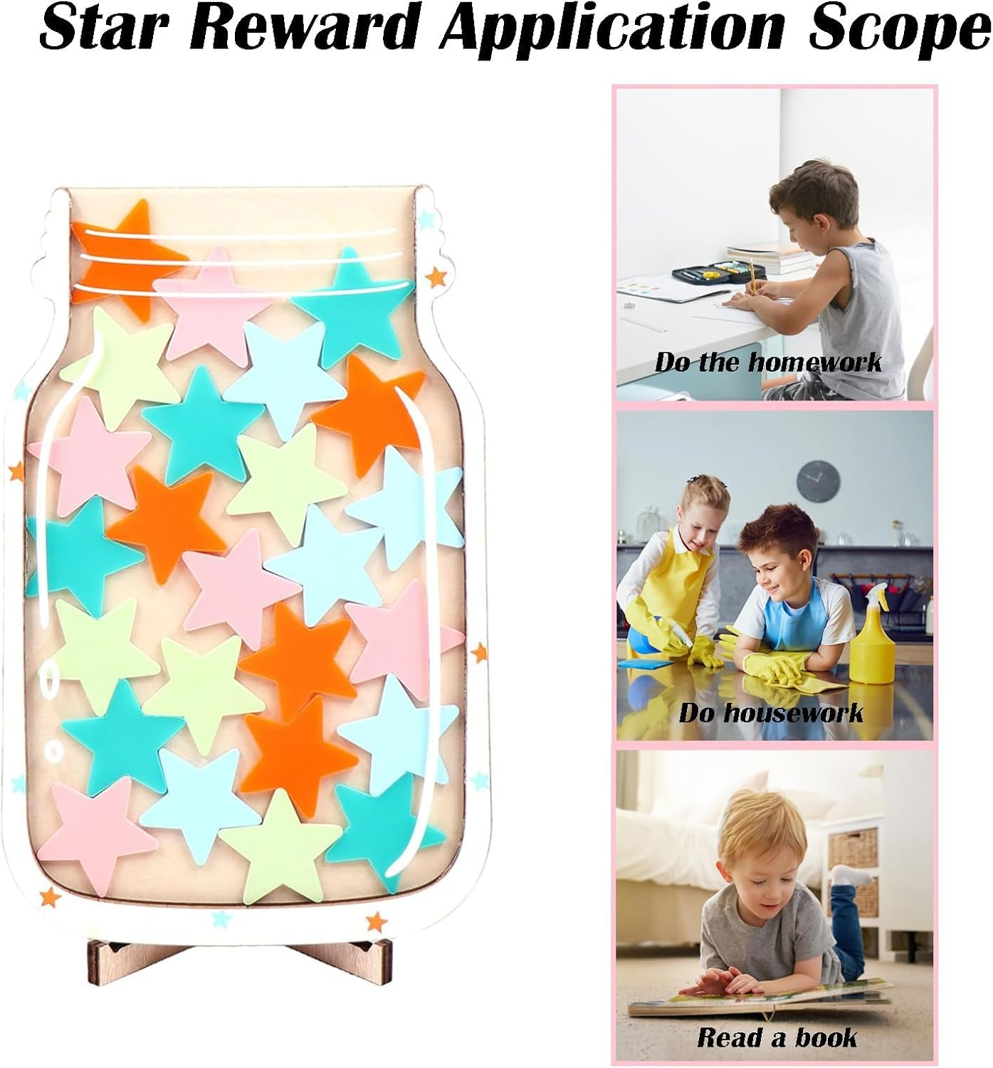 Reward Jar with Stars, Incentive Jar for Behavior, Star Collect Jar Reward System for Classroom, Teacher & Parent Use image number 6