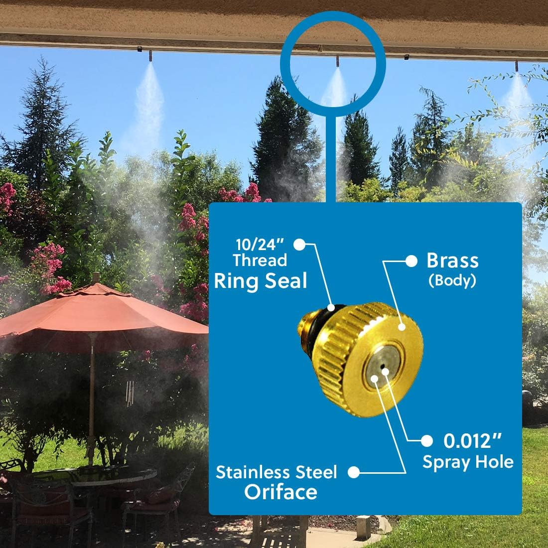 Cool-Off Micro-Mist Nozzle- Garden & Patio Misting System, Cooling Brass Nozzles with 0.012 Inch Size & 10/24 Inch Thread (Pack of 5) image number 4