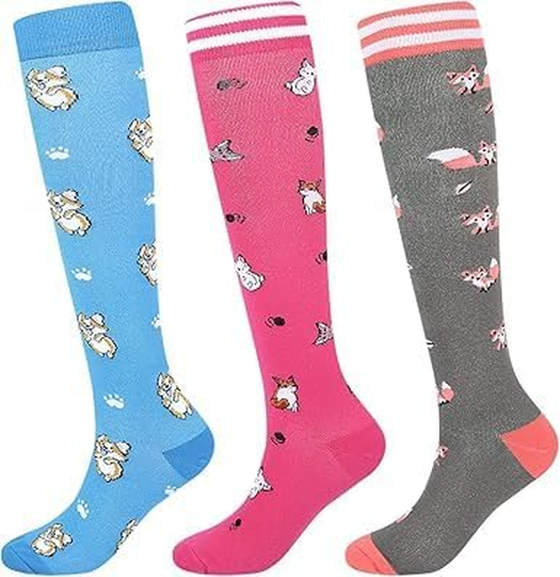 3 Pairs Compression Socks for Women, Travel & Flight Support, Nursing, Pregnancy, 20-30Mmhg, Running, Men, Compatible with Long Flights - Fengea