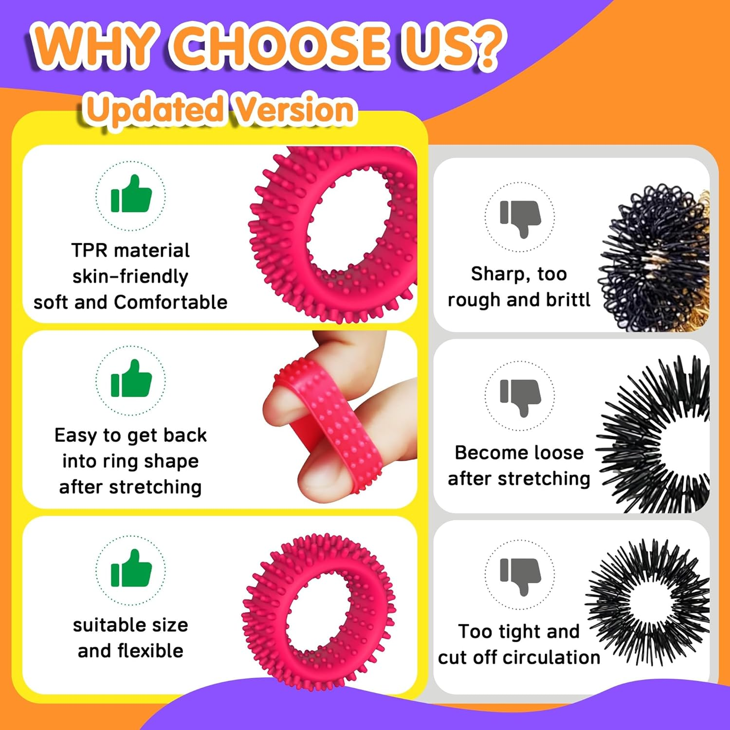 12 Pcs Fidget Toys Kids Sensory Rings - Calming down Spinner Rings for Kids, Anxiety Relief Toy, Fidgets for Classroom Prizes, Stocking Stuffers, Squish Sensory Toys for Autism, Fidgets School Office image number 6