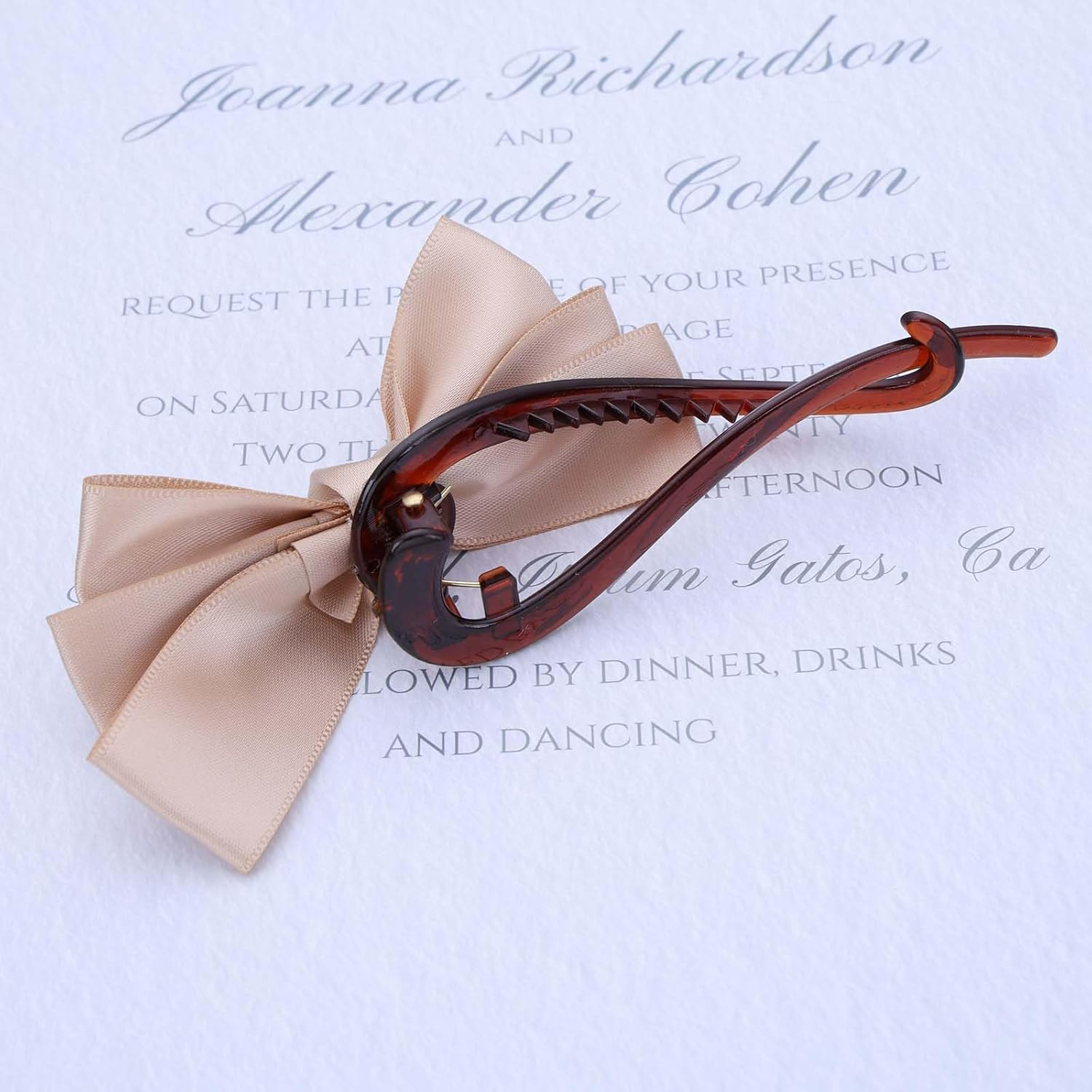 Tseenyi Bow Hair Clip Satin Hair Accessories Hair Pins Brown Bow Knot Twisted Hair Clips Small Bow Hair Clips Bow Ties Twist Clip Bridal Hair Clips Wedding Barrette image number 6