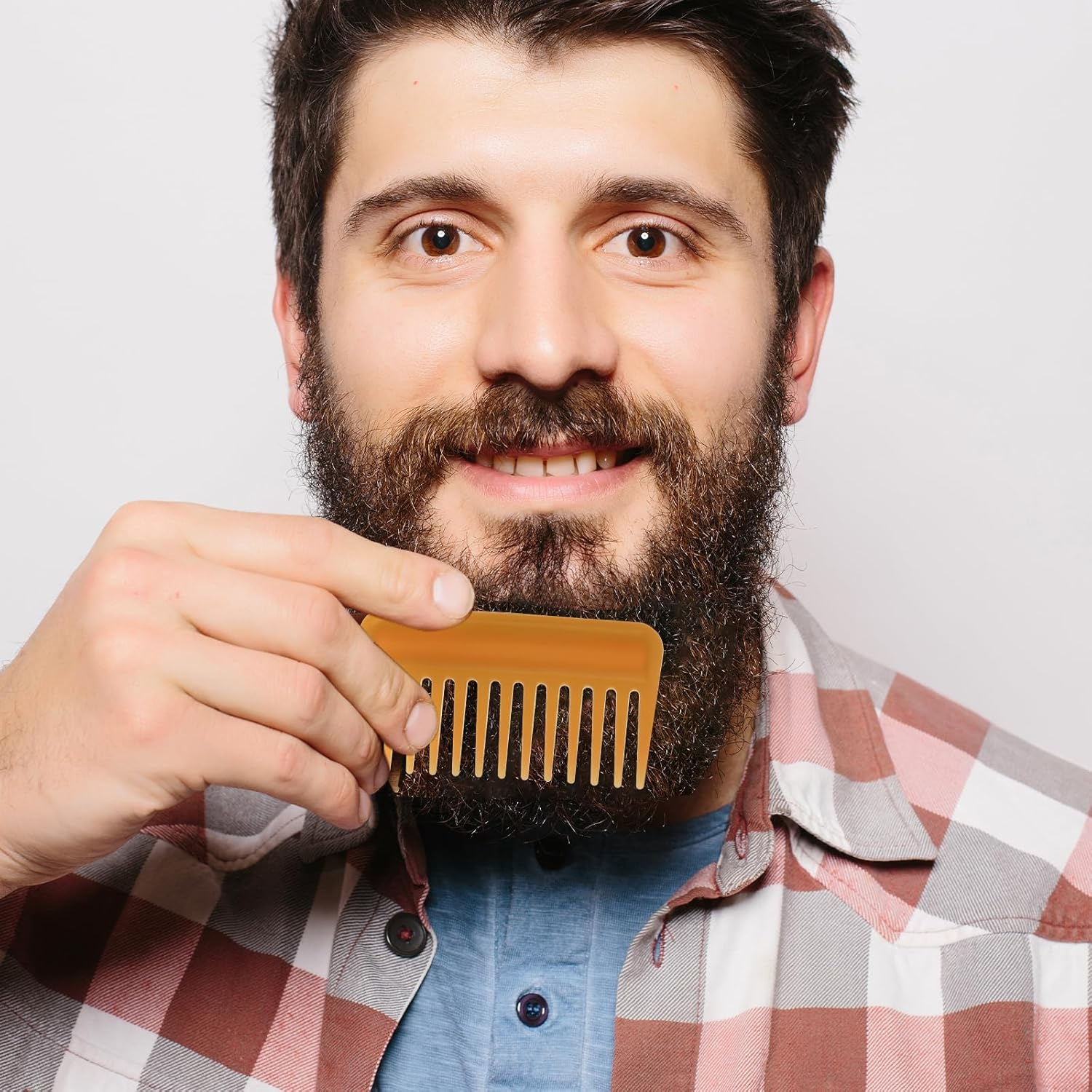 Styquenzer 2Pcs Mini Wide Tooth Comb,Small Travel Comb Portable Detangling Comb Beard Comb Large Tooth Pick Comb Anti-Static Small Comb Hair Styling Comb for Curly,Wet,Dry,Long Hair, Black, Yellow image number 5