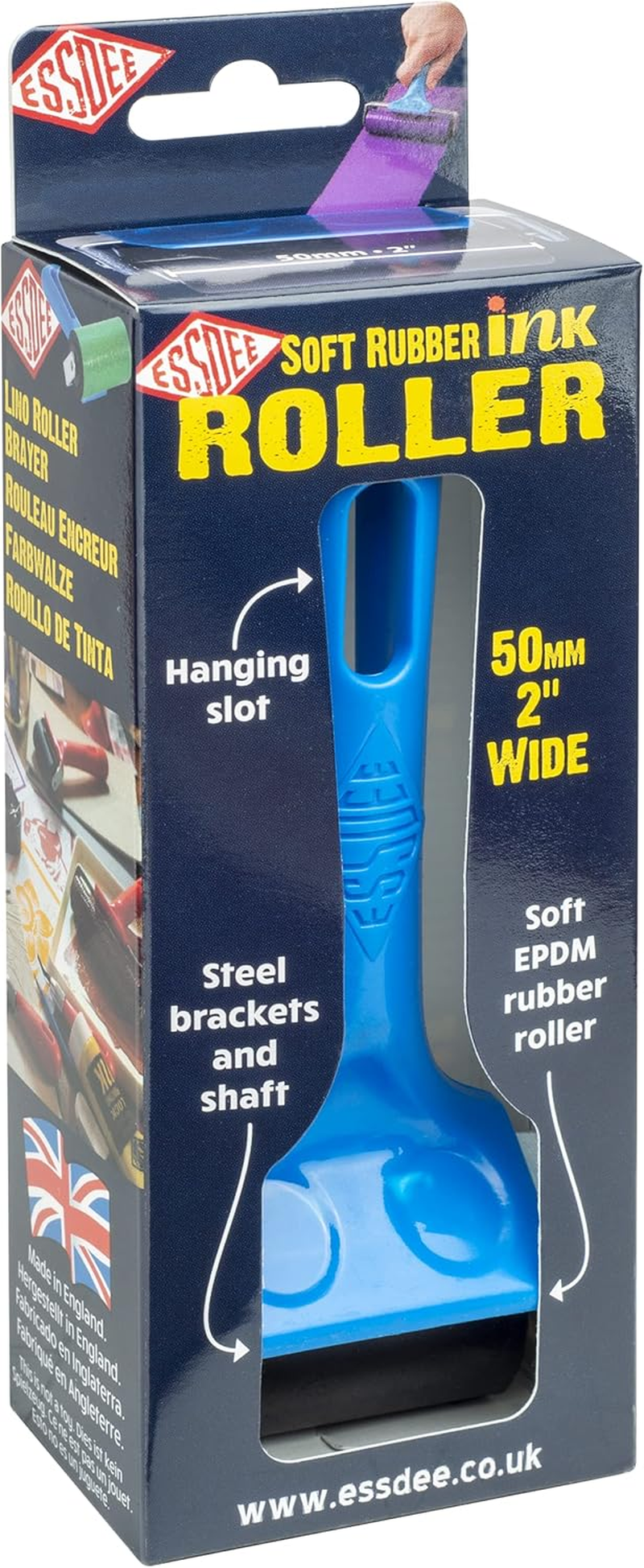 Essdee Soft Rubber Roller with Handle, 2-Inch Size, Blue
