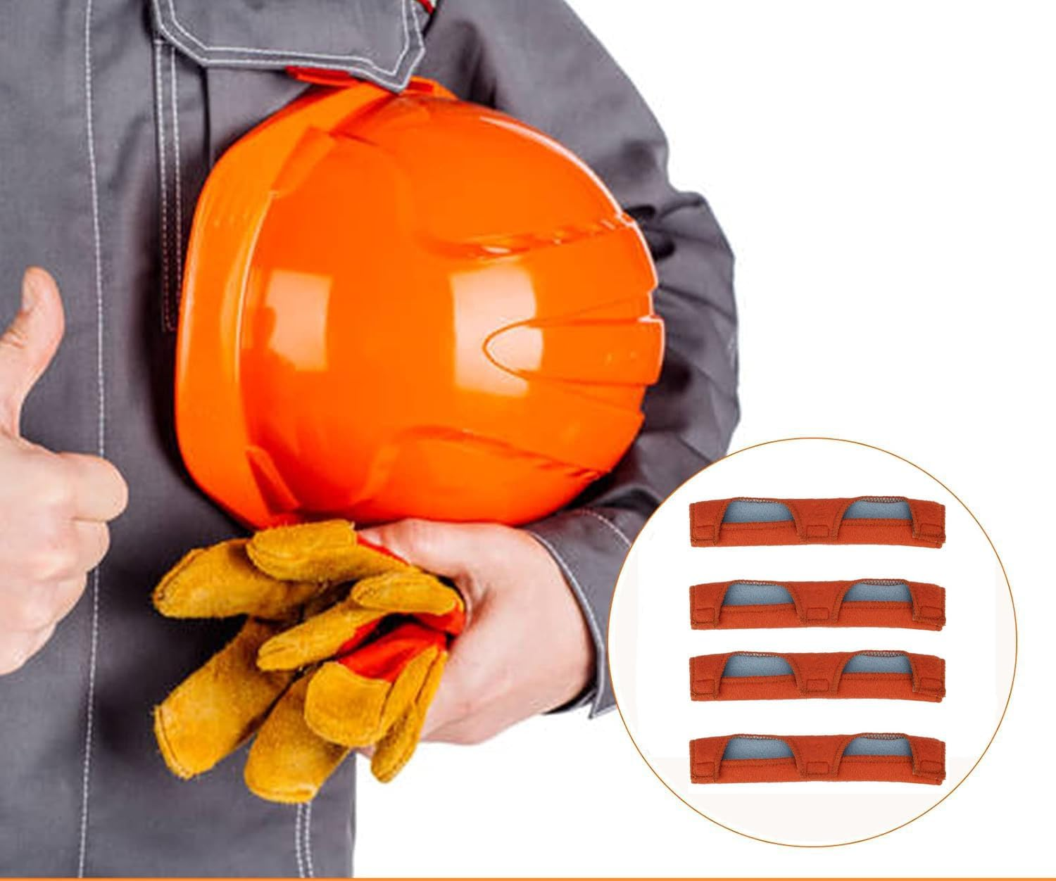 Hardhat Sweatbands, WADY 4 Pcs Hardhat Sweatbands,Welding Brown Sweatband Hard Hat Headbands Inner Layer Made of Air-Cushioned Foam to Store Excess Sweat for Welding Helmets Cycle Ricing Hard Hat image number 5