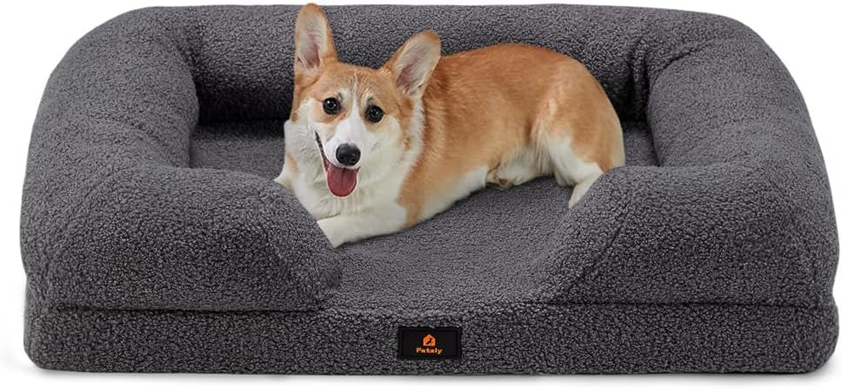 Orthopedic Dog Bed for Large Dogs, Memory Foam Pet Bed with Removable Washable Cover, Non-Slip Bottom and Egg-Crate Foam Big Dog Couch - Grey