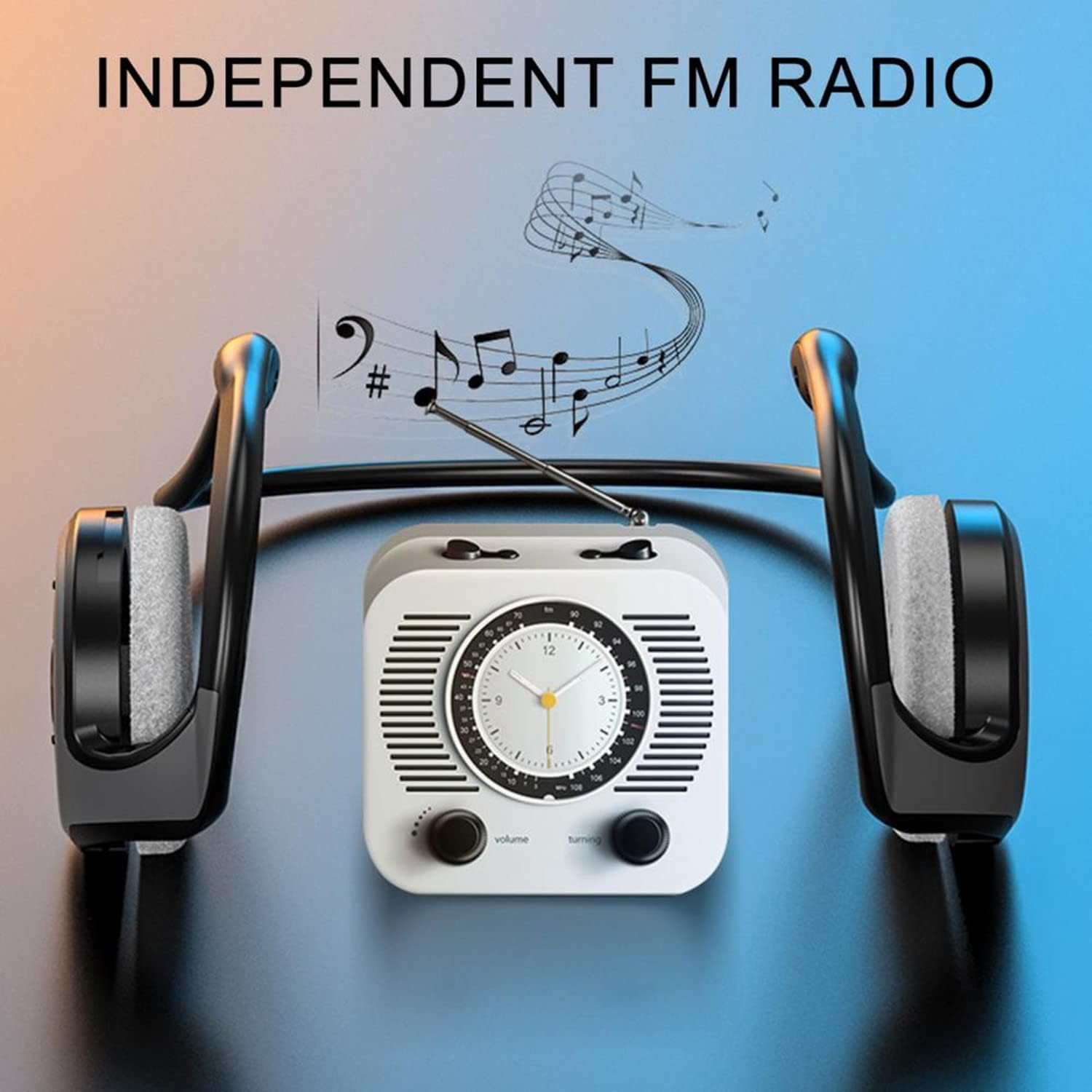 XUJAIOLQP Wireless Bluetooth 5.0 Headset, Ear Hook Stereo Earphones with Microphone, Support TF Card and FM Radio Waterproof Sweatproof for Sports Running Gym image number 5