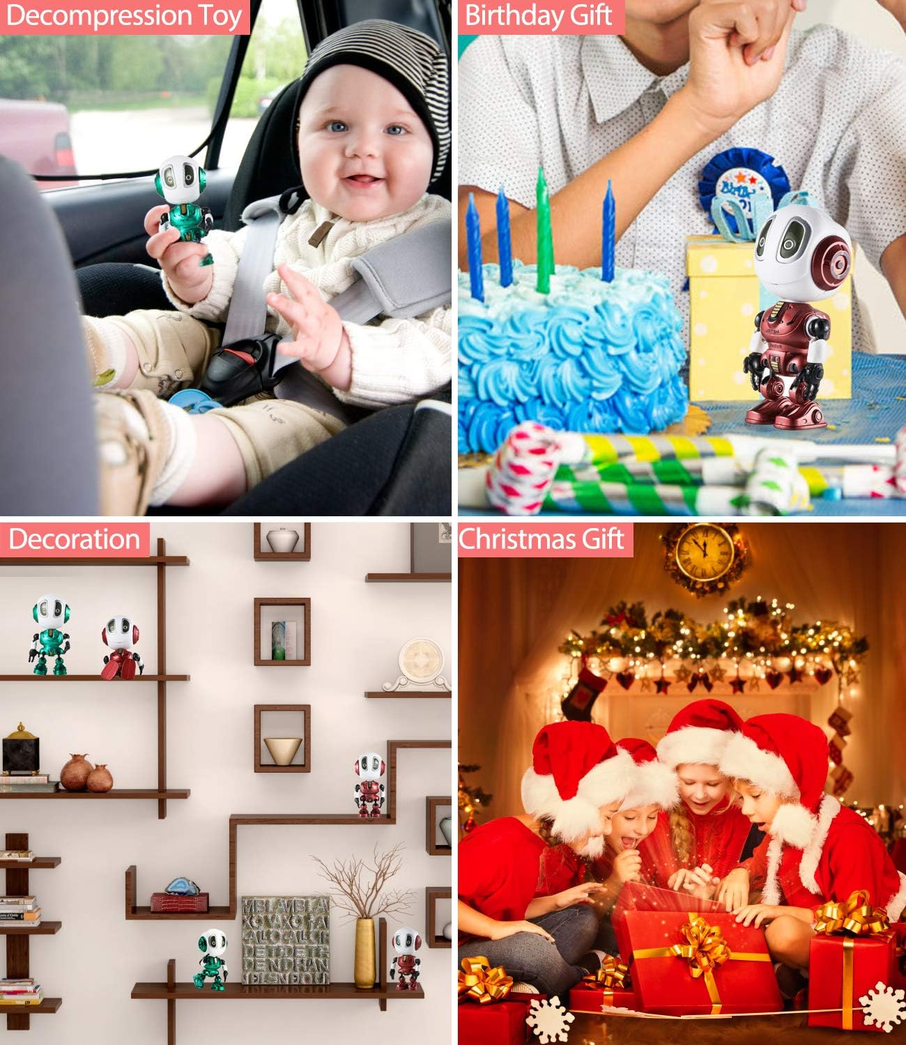 Kids Toys Boys Girls Robots Toys Christmas Stocking Stuffers 2019 New Mini Talking Robots Gifts for Adults with 10 Hours Working Time USB Charging LED Eyes Interactive Electronic Toy（Red） image number 6