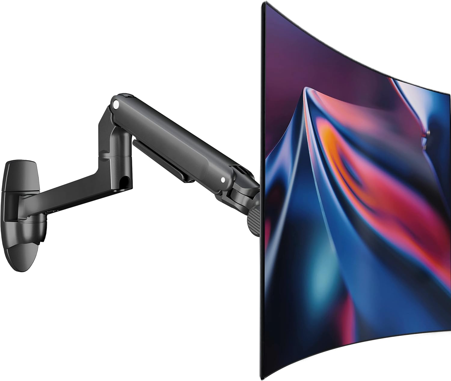 Ergounion Single Monitor Wall Mount for Flat or Curved Screens up to 38" within 25 Lbs, Full Motion Adjustable Monitor Arm with Cable Management, VESA 75X75/100X100Mm, Black