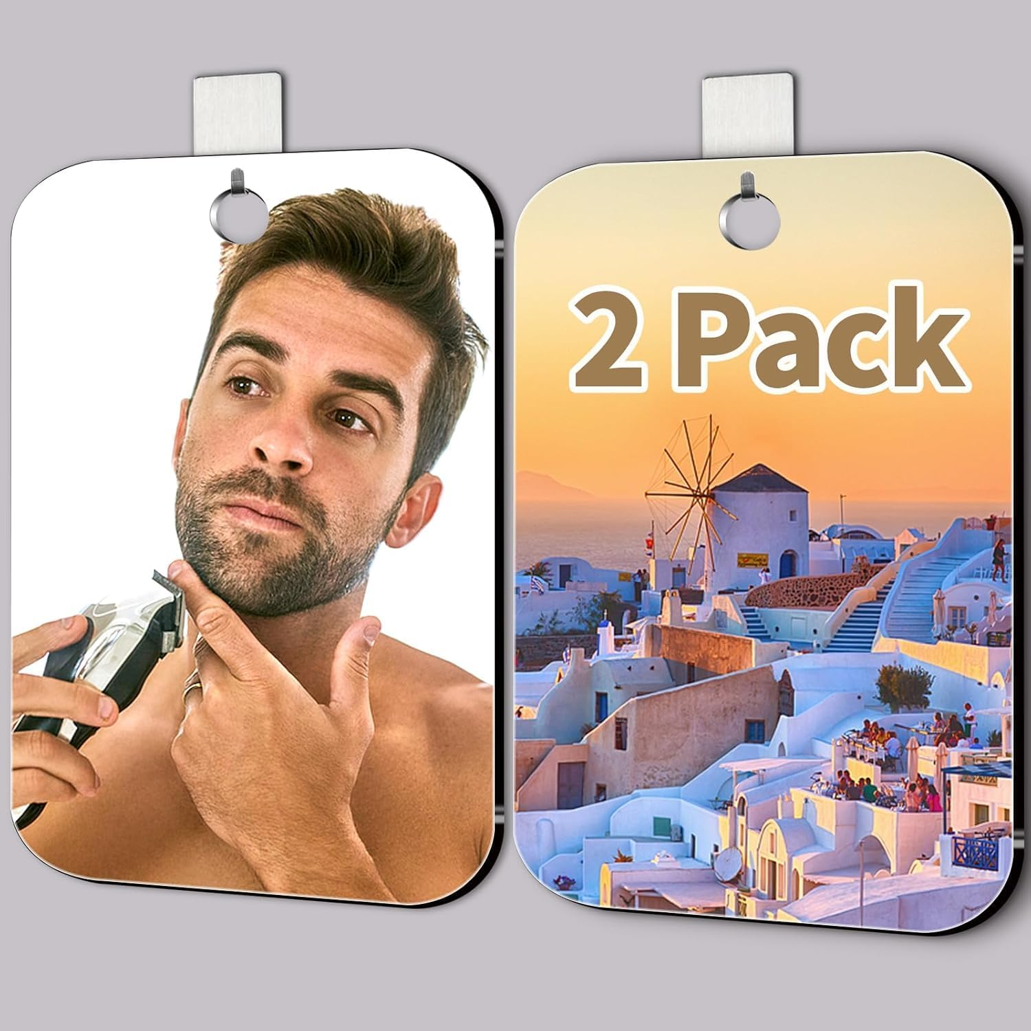 2 Pack Shower Mirror Fogless for Shaving, Bathroom Accessories No Fog Shaving Mirror, 7"X5" anti Fog Makeup Small Mirror Travel Camping, Shatterproof Men'S Woman Wall Mirrors Hanging Locker image number 3