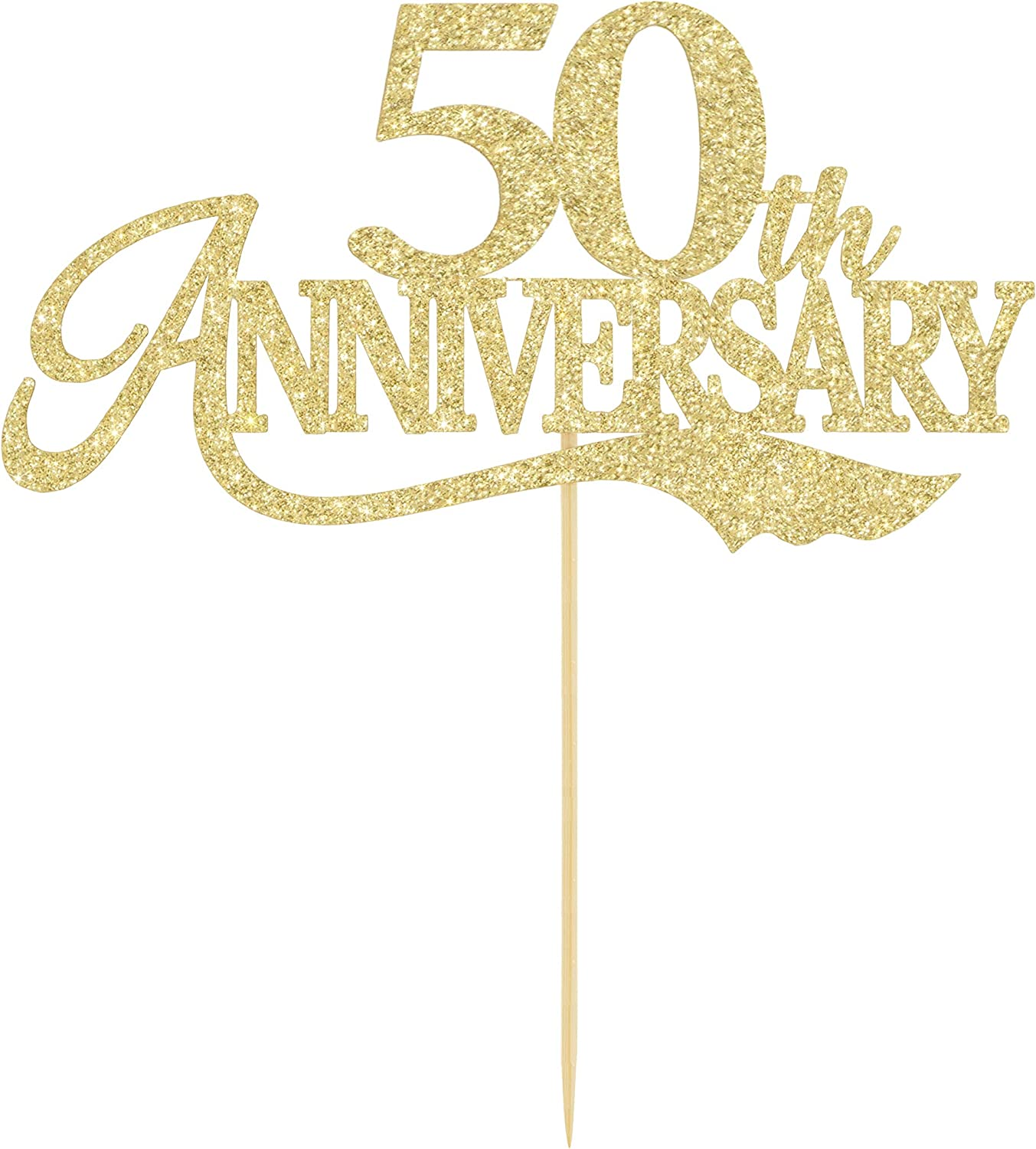 LOVENJOY 50Th Anniversary Cake Topper Gold Glitter for 50 Years Wedding Anniversary Decoration image number 5
