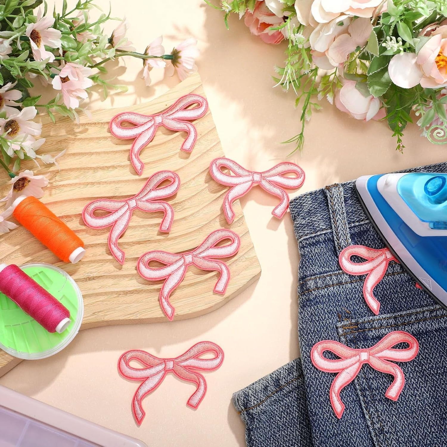 15 Pcs Pink Bow Patches, 3 X 2 Inch Embroidery Bow Iron on Patch for Clothes Iron on Bows Cute Bow Patch Sticker Embroidered Applique for DIY Sewing Jeans Shirt Hat Jackets Clothing Backpacks(Pink) image number 6