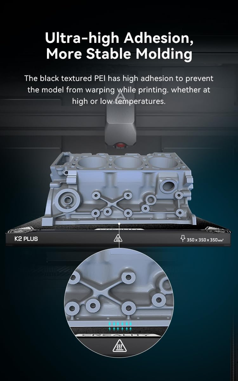 Creality Upgraded K2 plus PEI Frosted Build Plate Kit (370 * 370Mm), without Magnetic Flexible Steel Plate, Excellent Heat Resistance, 3D Printer Platform for K2P image number 6