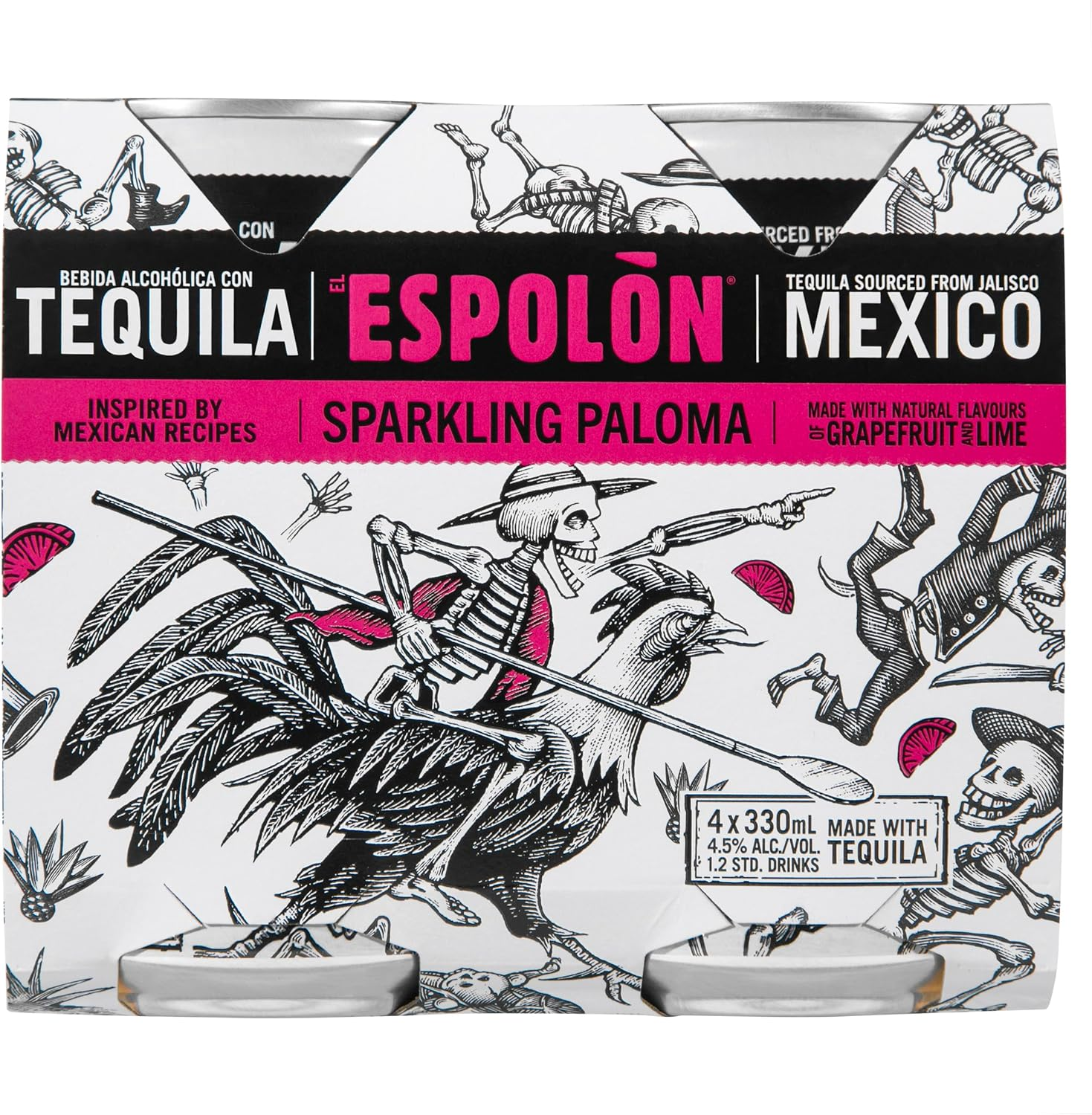 Espolon Sparkling Paloma Tequila Cocktail Can 330 Ml (Pack of 4) image number 1