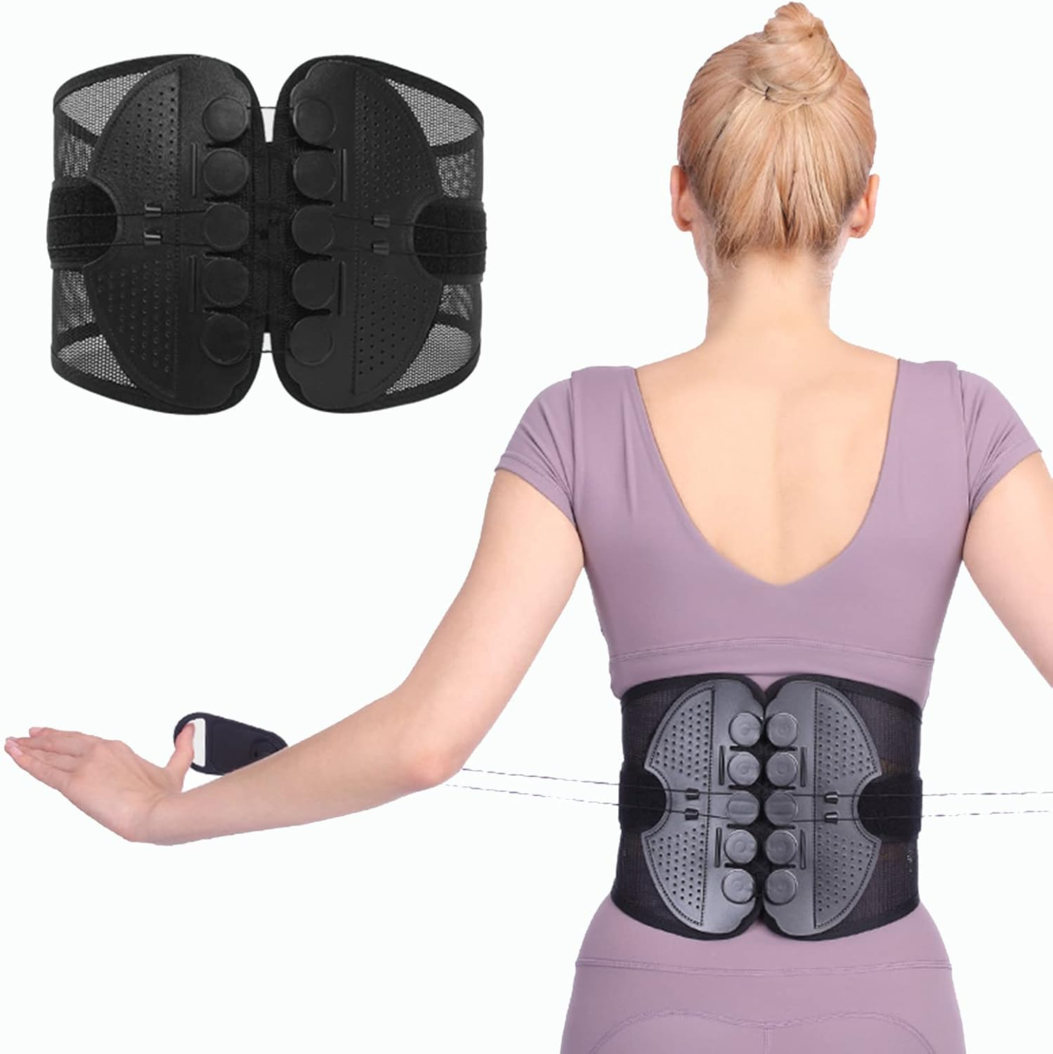 Back Support Brace, Adjustable Waist Strap, Spine Sport Back Brace, Compression and Pulley System for Pain Relief of Back, Lumbar, Waist() image number 5
