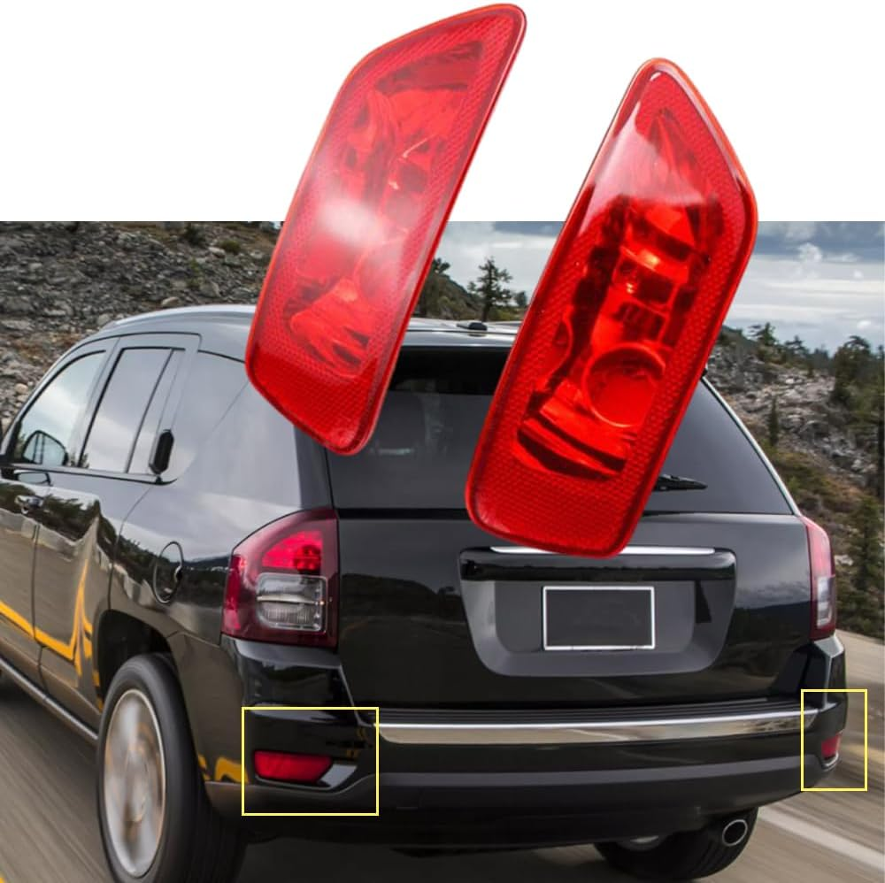 MACHSWON Car Rear Bumper Fog Lamp Reflector Lights Left & Right Fit for Jeep Compass Grand Cherokee 2011-2017 Compatible with Dodge Journey 2012-2018 57010716AC 57010716AB; 57010717AC 57010717AB image number 6