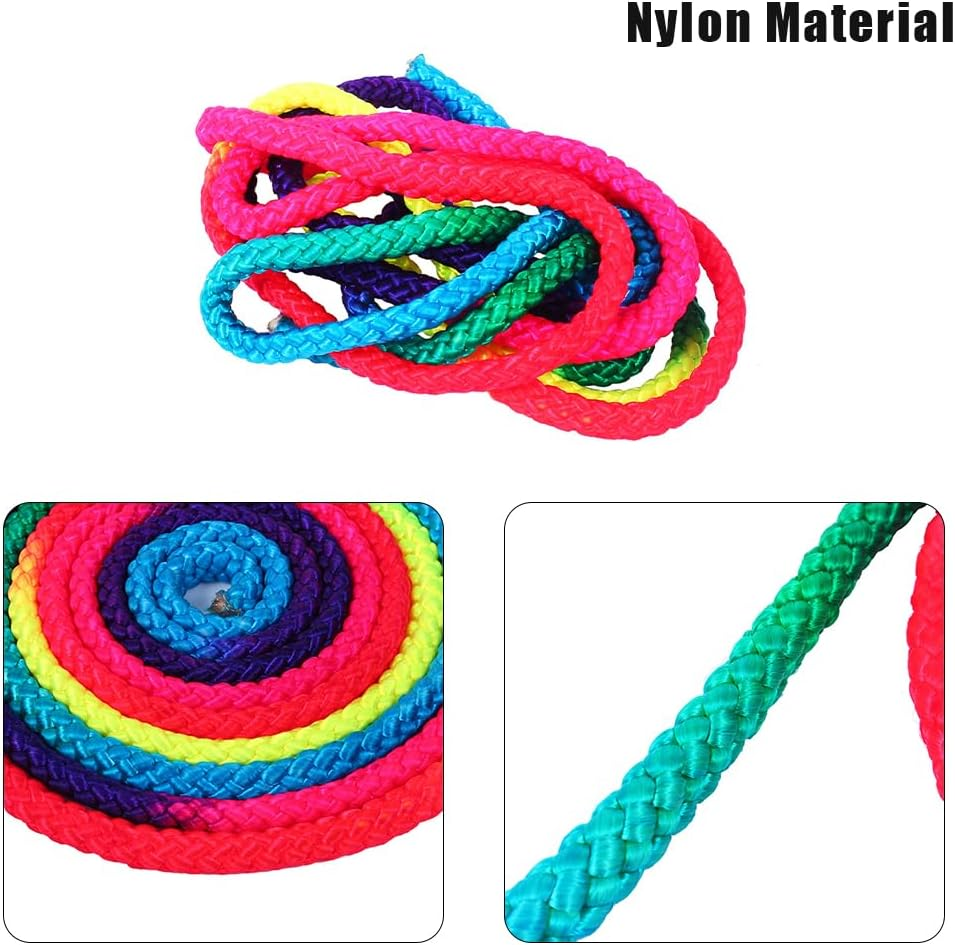 Lwuey Gymnastics Arts Rope, 2.8M/110In Rainbow Color Rhythmic Gymnastic Rope Solid Nylon Training Ropes Sport Equipment for Artistic Roping Exercise Professional Competitions Home Fitness Kids Playing image number 5