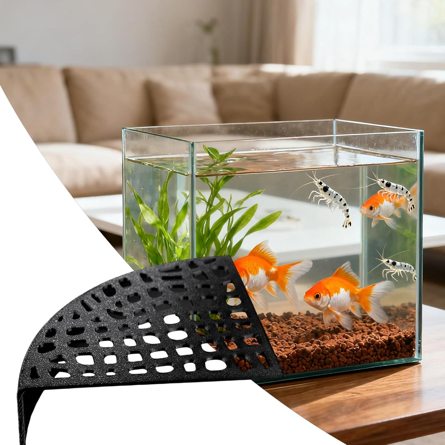 Shrimp Cave Aquarium - 2-Piece Fish Breeding Cave Shrimp Tunnel for Tank,180 Degree Viewing Stealth Habitat for Beginners Aquatic Pet Enthusiasts Freshwater Underwater Dwarf Cherry image number 6