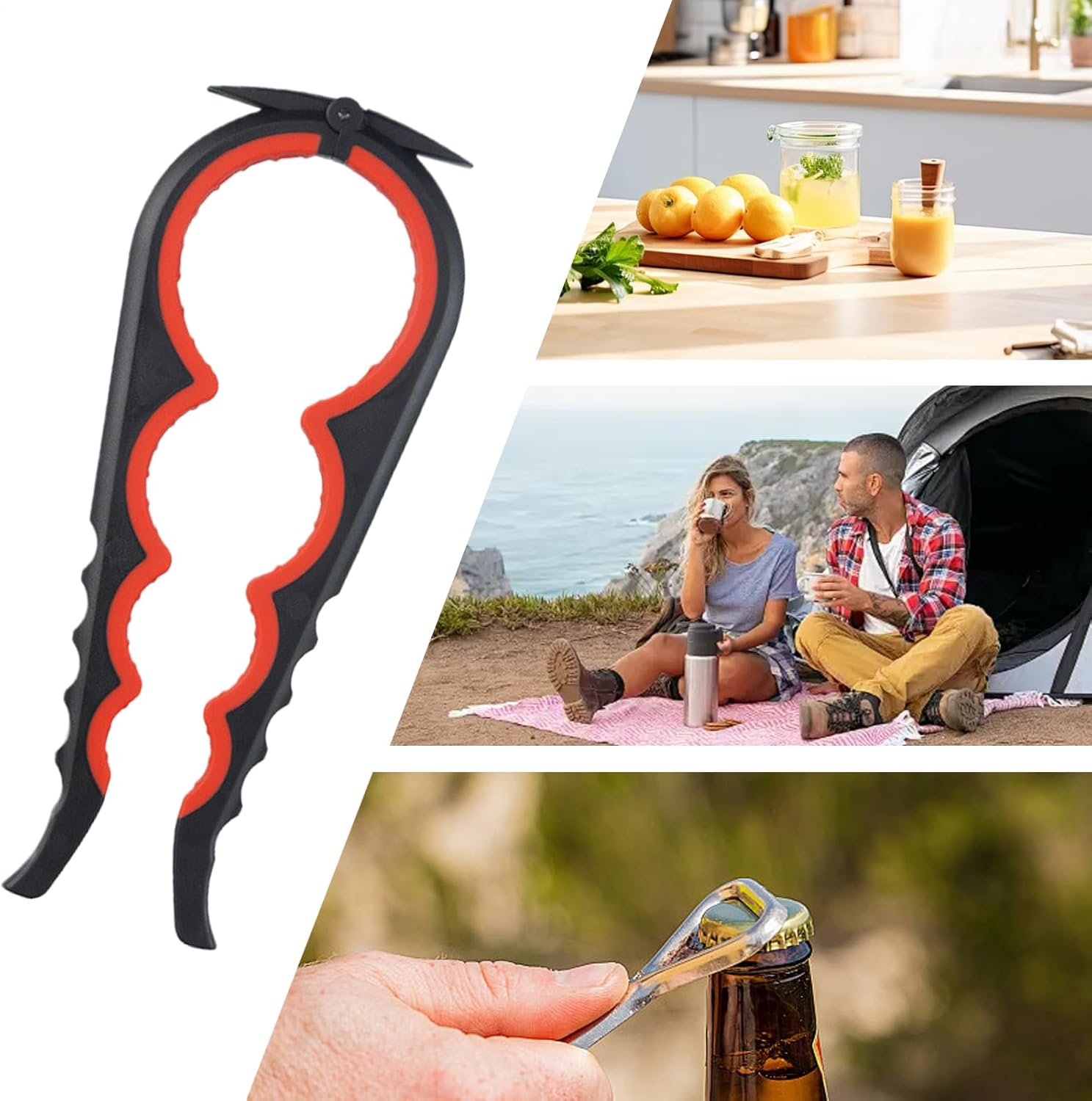 Jar Opener for Weak Hands - 4-In-1 Manual Bottle Opening Tool - Beer Bottle Opener Tool - for Kitchen Home Cooks Seniors Parents Meal Preparation Pantry Picnic Camping Swimming Barbecue - Gray Blue image number 2