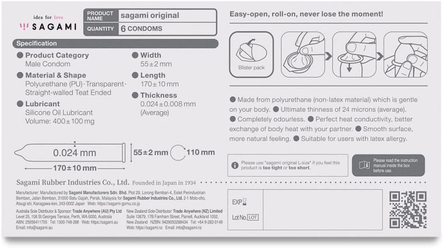 Sagami Original 0.02 6'S X 1 Pack PU Condom