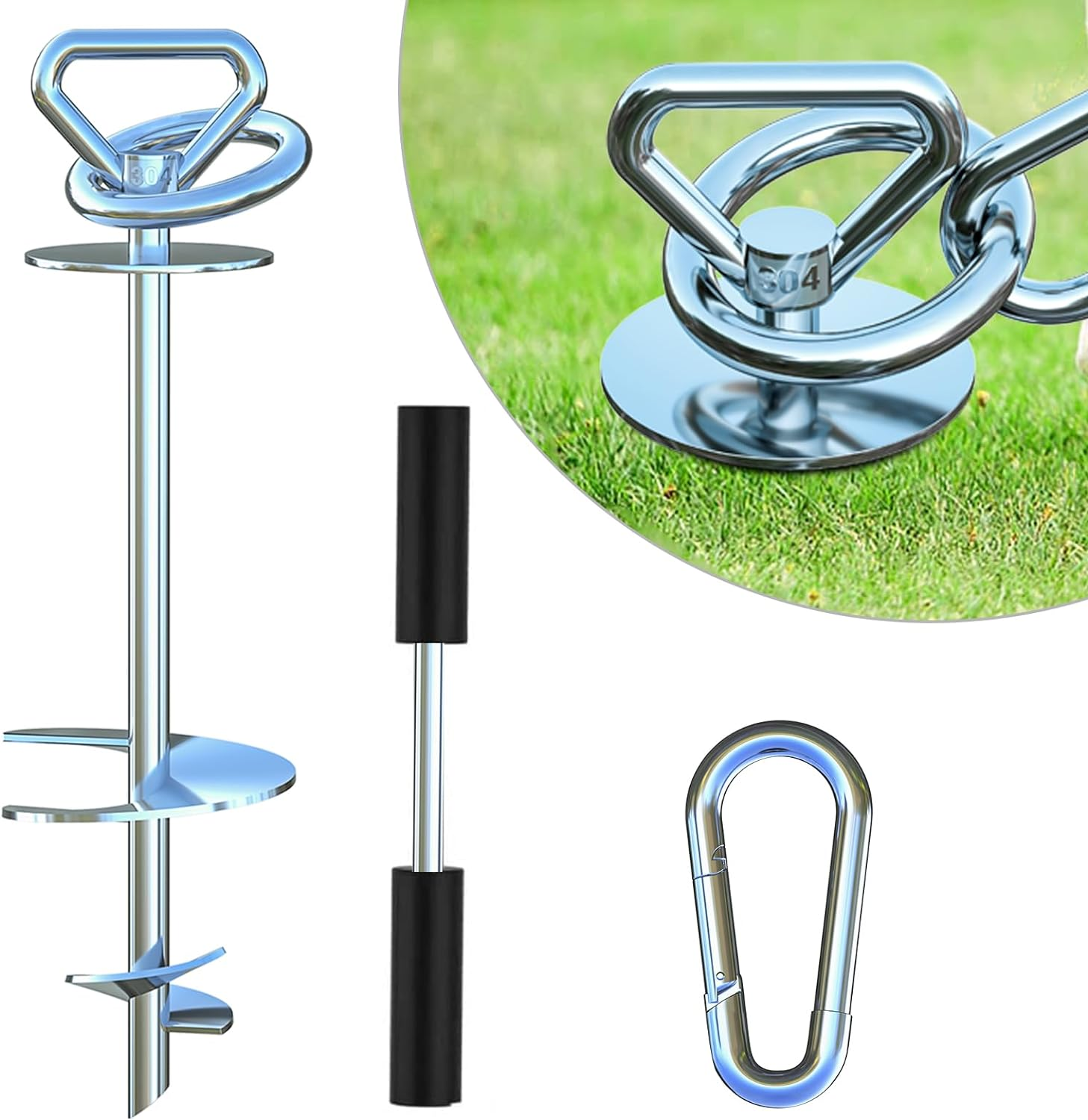 Dog Tie Out Cable and Stake,360&deg; Swivel Dog Yard Stake and Leash - Heavy Duty 304 Stainless Steel Dog Anchor-Holds 1 Large Dogs over 150LBS Easily-Dog Chain for Yard Outdoor Camping