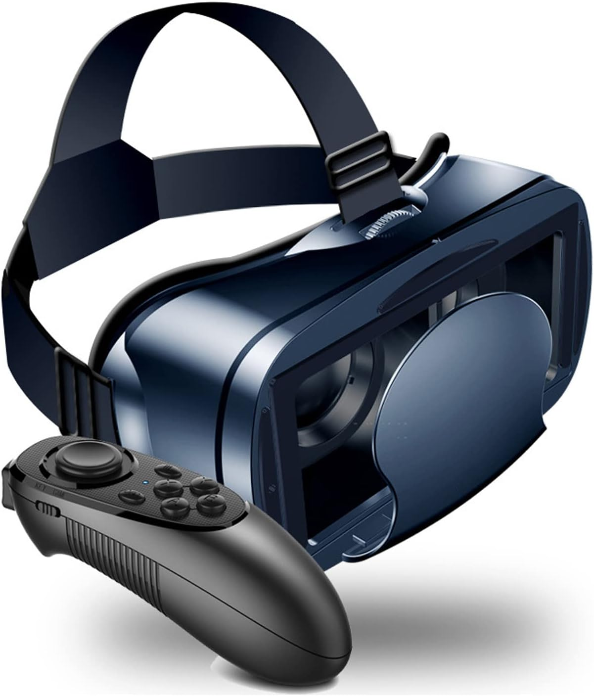 3D VR Glasses, 3D VR Virtual Reality Headset Eye Object Distance Adjustment Comfortable with Remote Controller for Mobile Phone image number 1