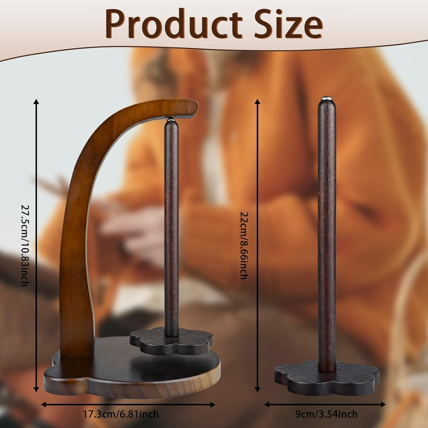 Wooden Yarn Spinner, Yarn Holder for Knitting and Crocheting, Sewing Spindle Thread Holder for Crochet Well, Girls, Women (Vintage Color) image number 2