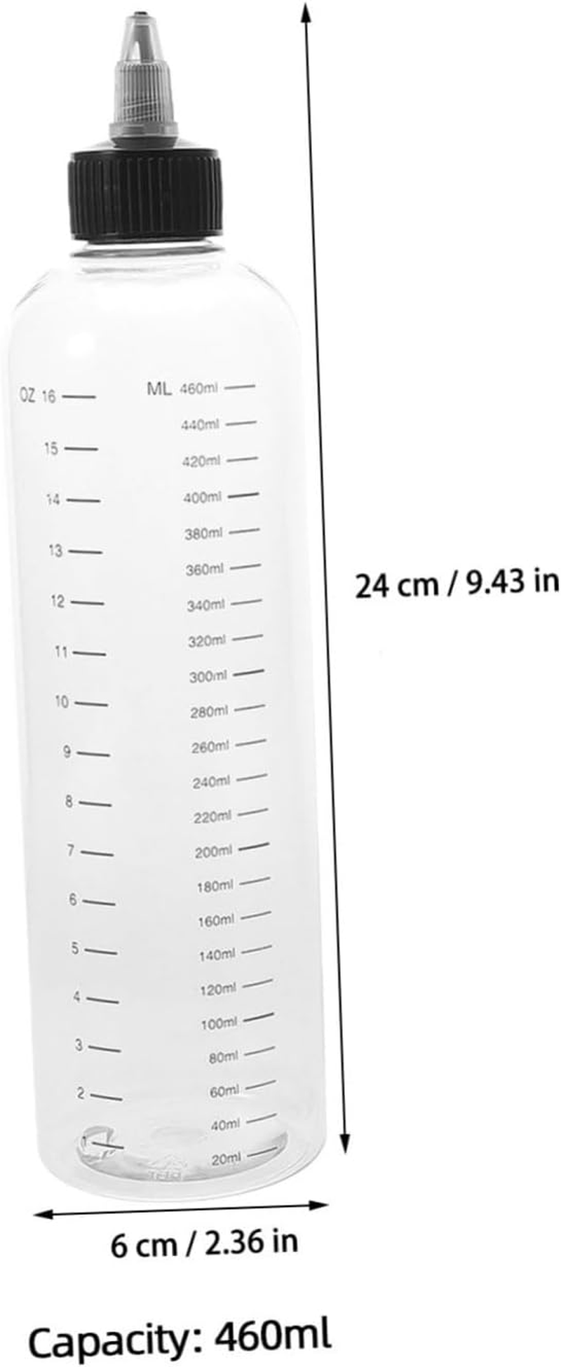 SOLUSTRE Hair Dye Applicator Bottles 2Pcs 460Ml Squeeze Bottles Measurement Marks for Accurate Color Mixing and Scalp Application for Salon Use