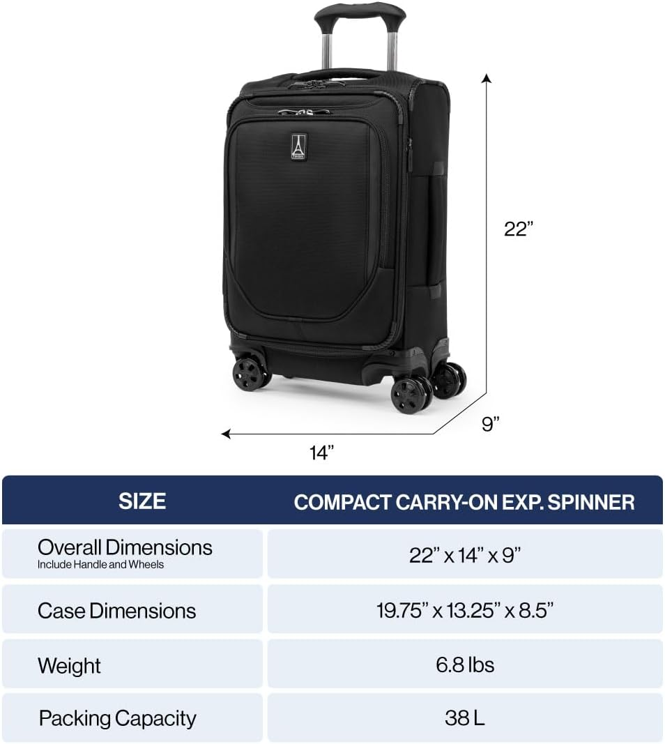 Travelpro Crew Classic Softside Expandable Luggage with Spinner Wheels image number 2