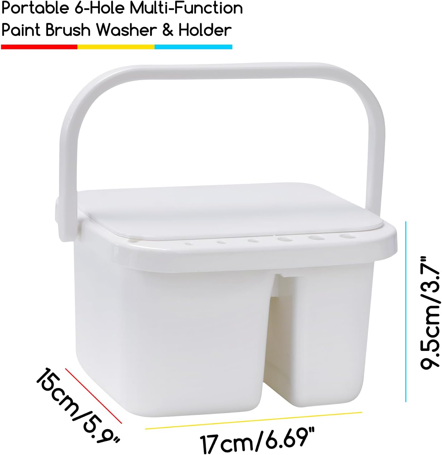 MEEDEN Multi-Function Plastic Brush Cleaner: 6 Hole Paint Brush Washer with 5 * 4'' Palette Lid - All-In-One Design for Art Lovers image number 3