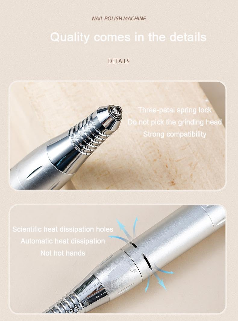 Portable Nail Drill Machine, 45000 RPM High - Speed Electric Nail File with 45 Adjustable Speeds, Rechargeable & Wireless, Low Noise for Manicure Pedicure Polishing Shaping image number 5