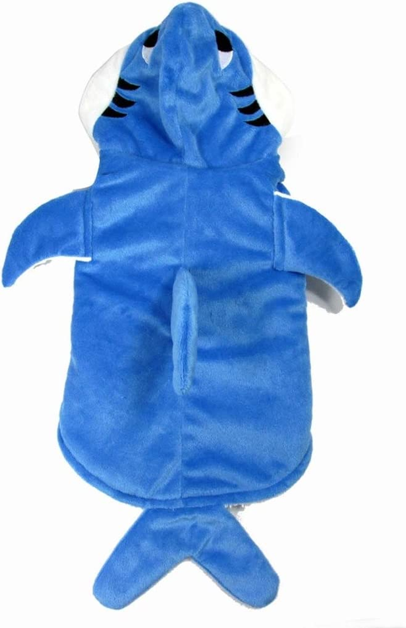 Mogoko Funny Dog Cat Shark Costumes, Pet Halloween Christmas Cosplay Dress, Adorable Blue Shark Pet Costume,Animal Fleece Hoodie Warm Outfits Clothes (M Size)