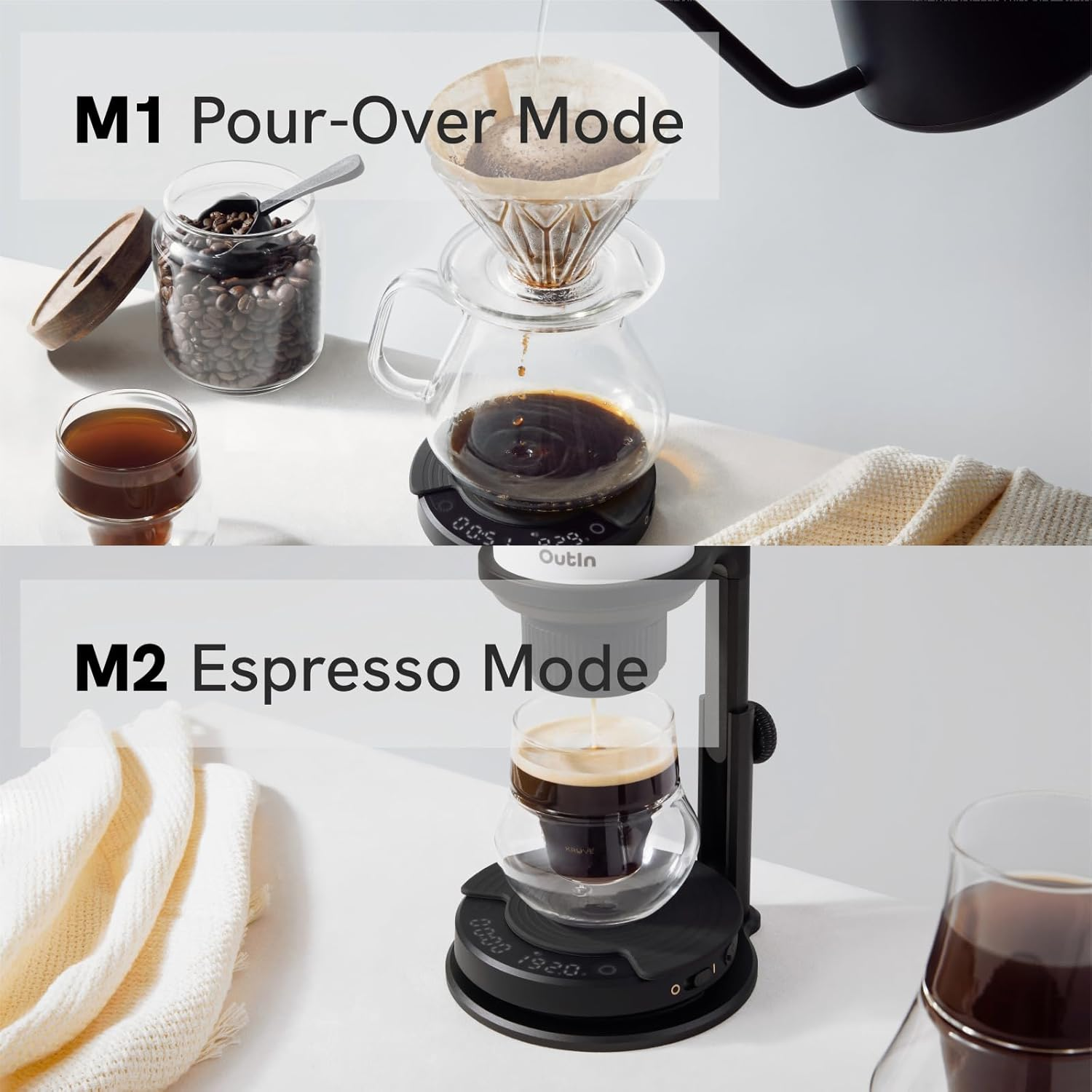 Outin Claro Portable Coffee Scale, Espresso Scale 2Kg/0.1G Accurate Measurement, Pour over Coffee Scale Multiple Modes, Timer Function, Rechargeable, with Protective Bag image number 3