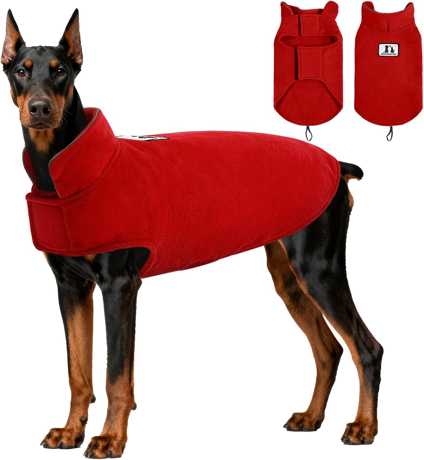 Windproof Winter Warm Fleece Dog Coat Jacket Reflective Soft Pet Dog Vest Apparel Overcoat for Small Medium Large Breeds for Cold Weather Leash Access