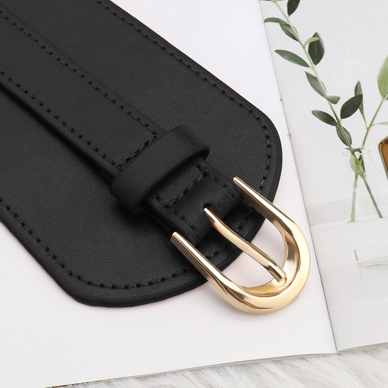 Emagtech Women Wide Elastic Waist Belt Decorative Waist Strap Lady Stretchable Waistband for 70-80Cm Waist Size Shirt Dress Coat Sweater Outerwear image number 2