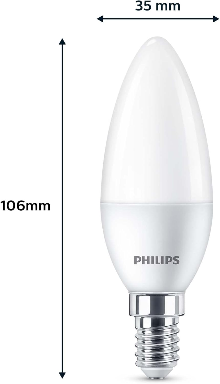 PHILIPS LED Frosted B35 Candle Light Bulb 3 Pack [Warm White 2700K - E14 Small Edison Screw] 40W, Non Dimmable. for Home Indoor Lighting image number 4