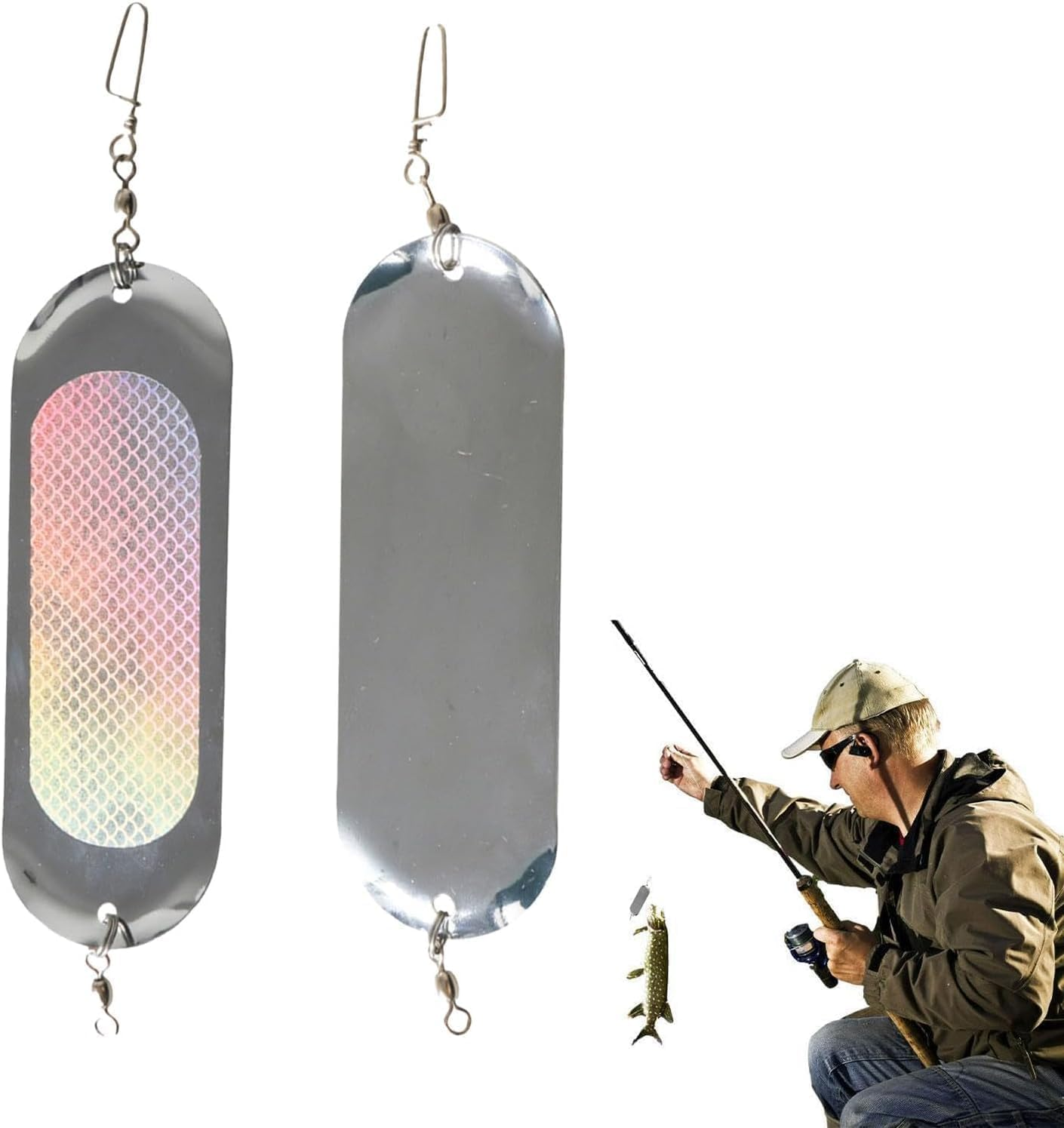 Diving Board Salmon Fishing Dodger, 2Pcs Salmon Fishing Diving Board Metal Flash Boards,Diving Board Salmon Fishing Dodger,Fishing Flasher Diving Salmon Fishing Metal Flash Board,Fishing Lure Flashers image number 2