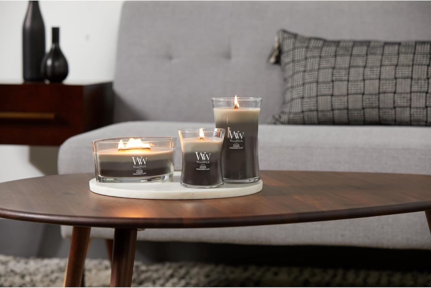 Woodwick 93911 Warm Woods Hourglass Trilogy Candle,Large,Gray image number 3