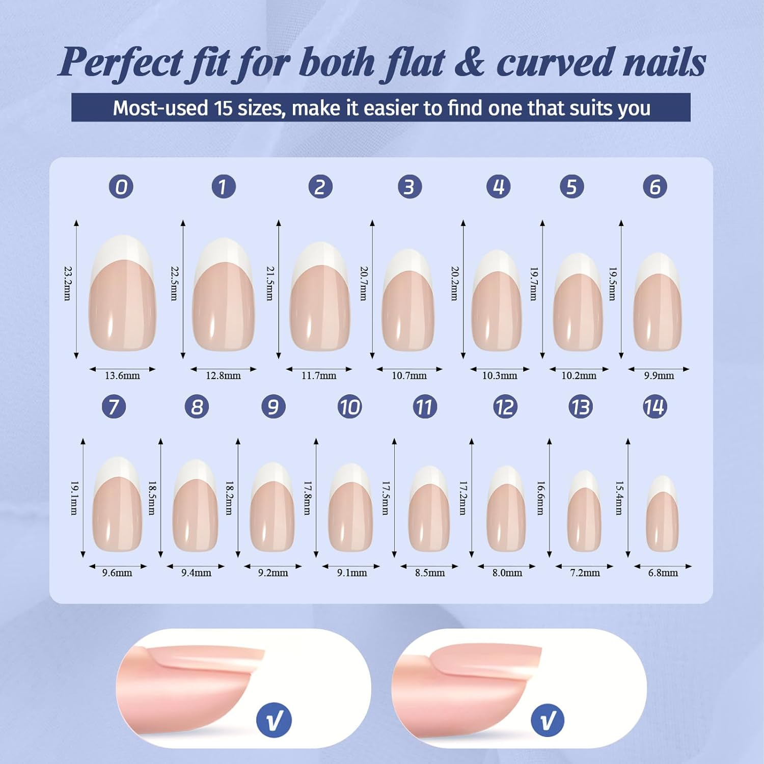 Anglicolor Press on Nails,Press on Nails Short,Short Almond Nails,30 Pcs Soft Gel Fake Nails in 15 Sizes, Reusable Fake Nails Kit with Nail Glue (A103, 30 Count) - A103 image number 2