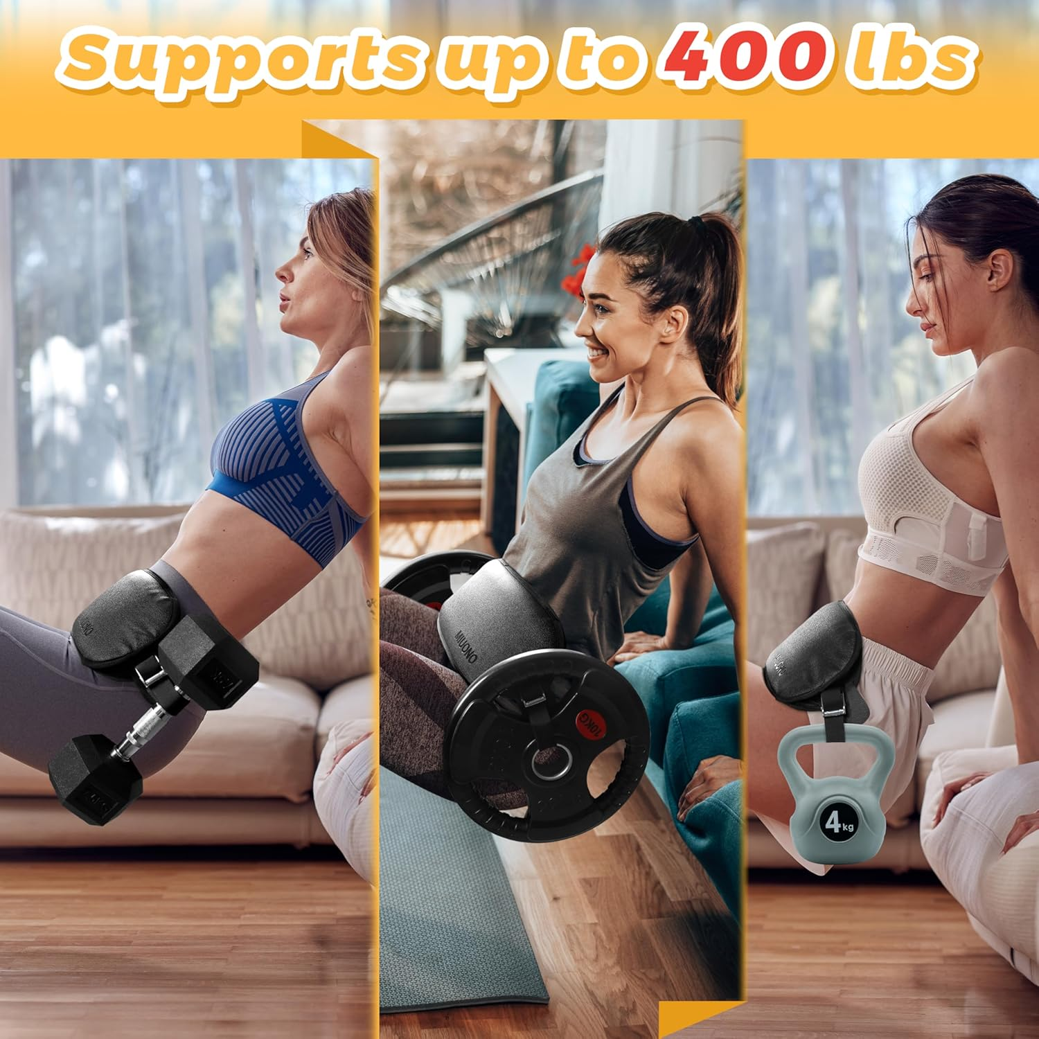 Hip Thrust Belt, Dumbbell Thrust Belt for Kettlebells or Grip Plates, Thicker Slip-Resistant Leather Glute Bridge Pad Machine Booty Workout of Home Gym Black 17.32 * 5.3Inch image number 2