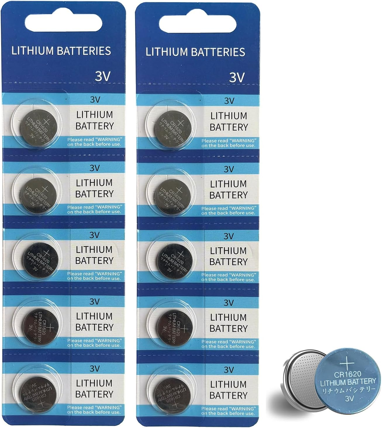 CR1620 Battery 3 Volt Lithium Coin Cell 1620 Batteries 10 Pack in Original Packaging for Watch, Car Key, Calculator, Electronic Scale, Toy image number 3