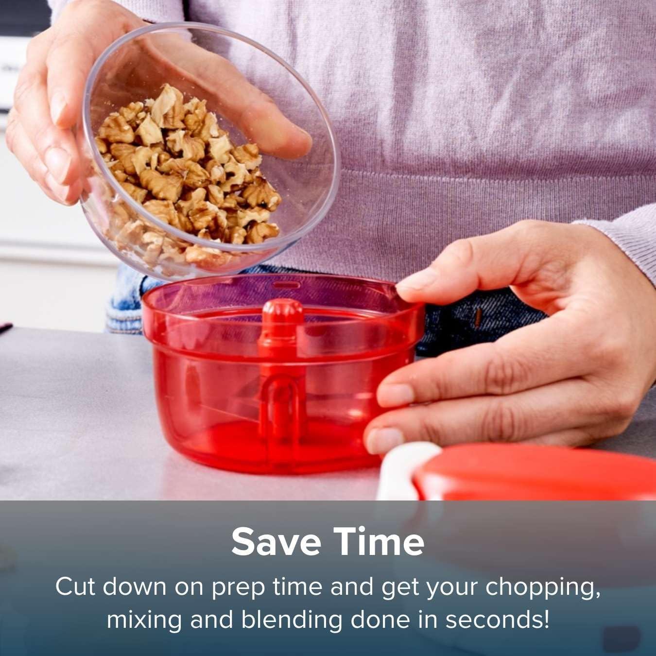 Tupperware Supersonic Mini Chopper 300Ml Capacity Manual Food Processor - Kitchen Aid for Chopping Herbs, Nuts, Garlic, Vegetables image number 4