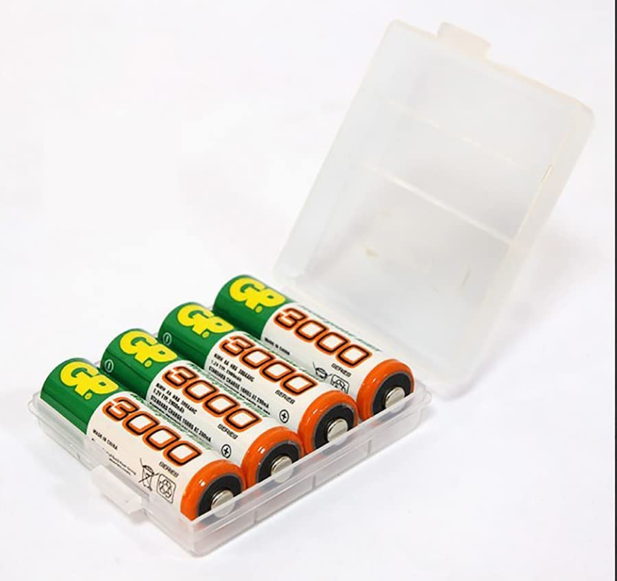 4 X Plastic AA AAA Battery Container Batteries Storage Case Batteries Holder (White)