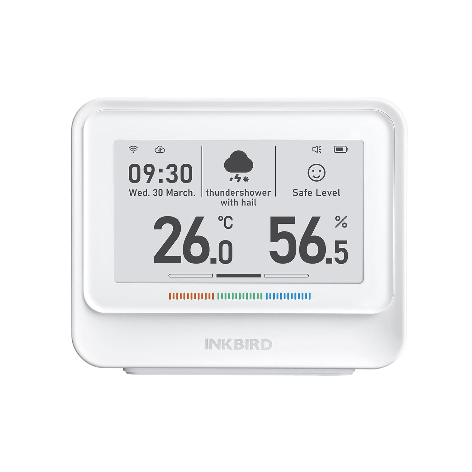 INKBIRD Indoor Temperature and Humidity Monitor 8-In-1 IBS-TH5-WIFI, Home Weather Station with Large Electronic Ink Display, Free App, Smart Alarms, Indoor Air Quality Monitor, 2-Year Data Cloud Save image number 5